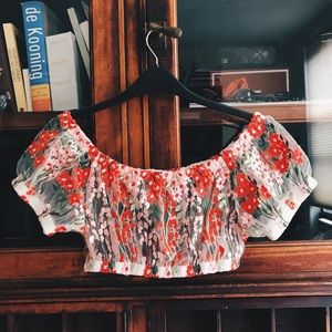 Sheer Floral Crop Top